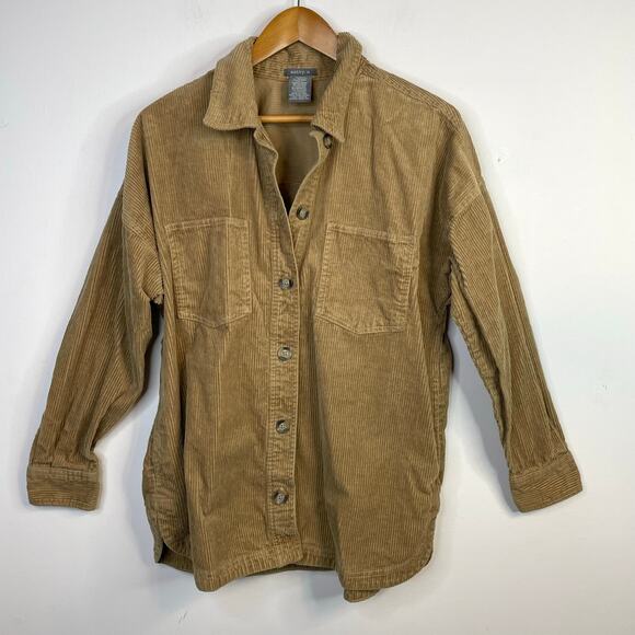 Matty M Cotton Blend Corduroy Shirt Jacket Shacket Brown Tan Gorpcore womens XL - Picture 1 of 13